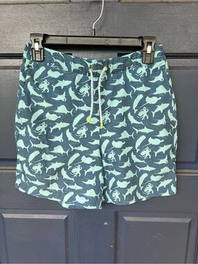 Boy's Navy & Mint Surf Pattern Swim Shorts